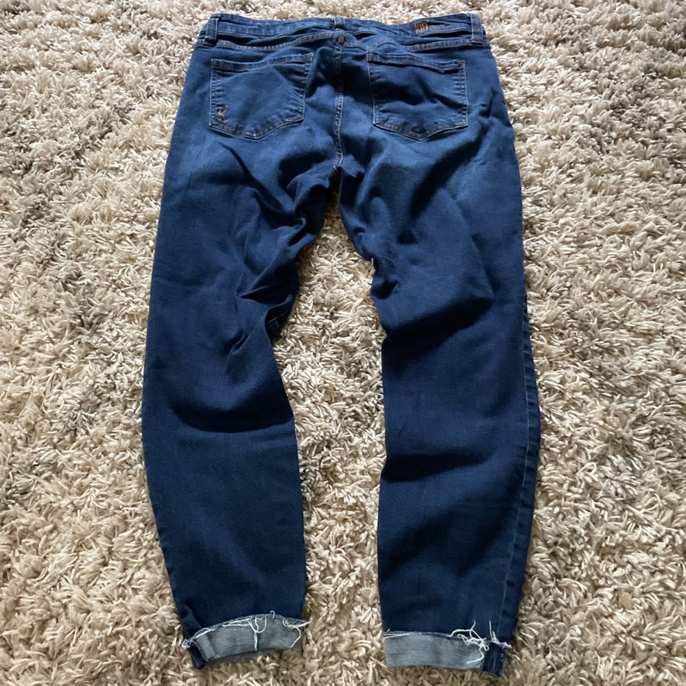 KUT from the Kloth Carlo Ankle Skinny Jeans Dark Wash Raw Hem Womens 12 - Picture 8 of 10